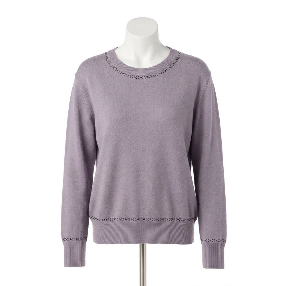 NEW COCO + CARMEN braelyn button back sweater with rhinestones in grey